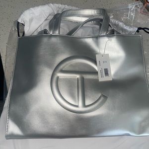 Brand New (with tags and dustbag) Telfar Medium Bag - silver